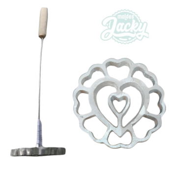 molde para buñuelos doble corazón con flor